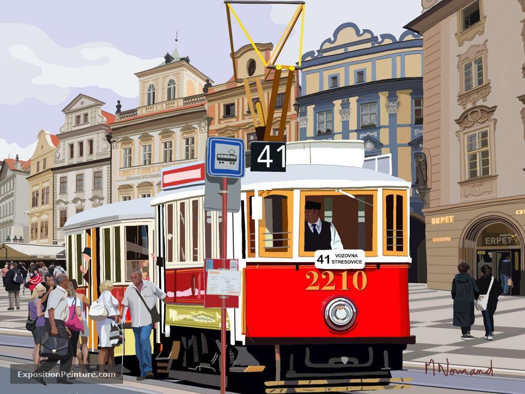 Peinture 2021-02-20 Prague vieux tramway