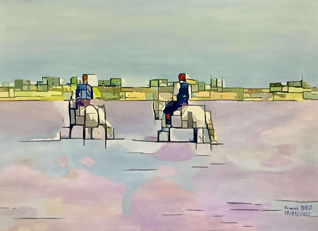 Peinture « A cheval entre terre et mer »
