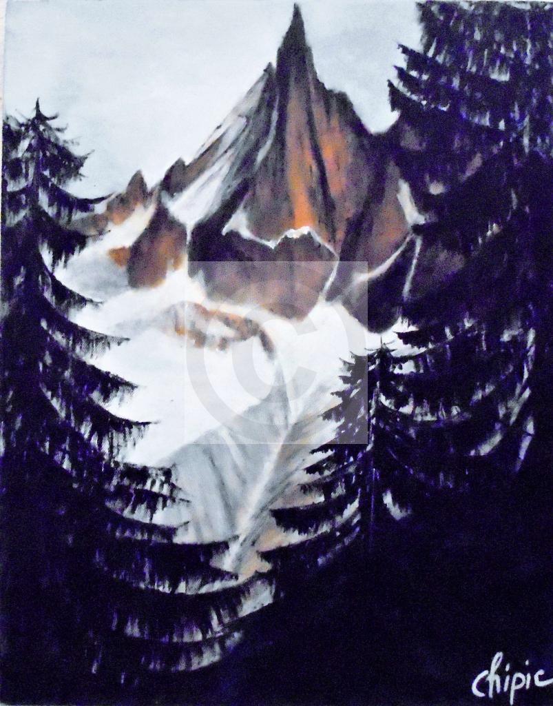 Peinture aiguille de Chamonix