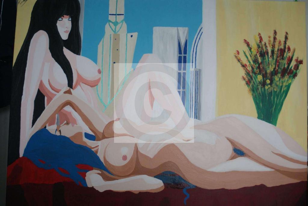 Peinture Aphrodite et Hébé nues