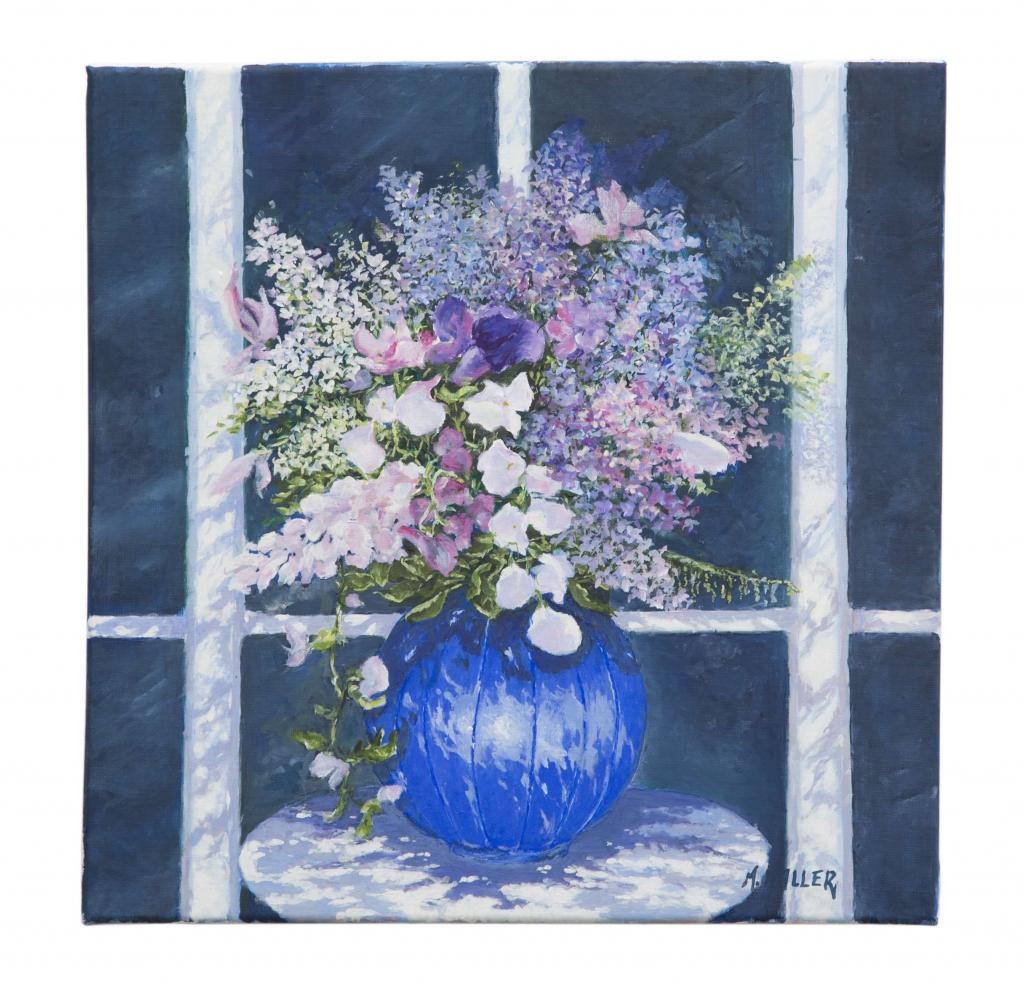 Peinture Bouquet au vase bleu
