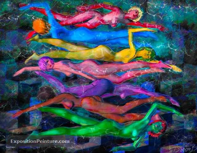 Peinture Colorful nageuses