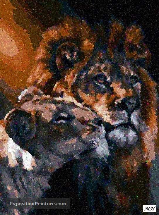 Peinture Couple lion numérique