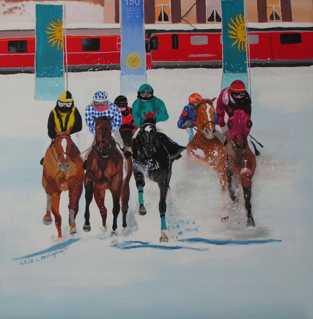 Peinture Course de chevaux au Saint Moritz
