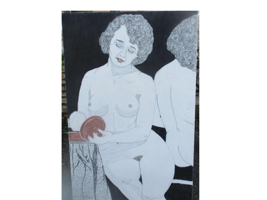 Peinture Femme nue entrain de se poudrer 11-1-2016