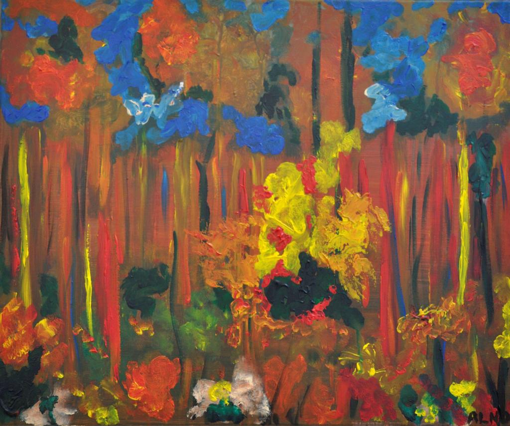 Peinture Fleurs dans la forêt