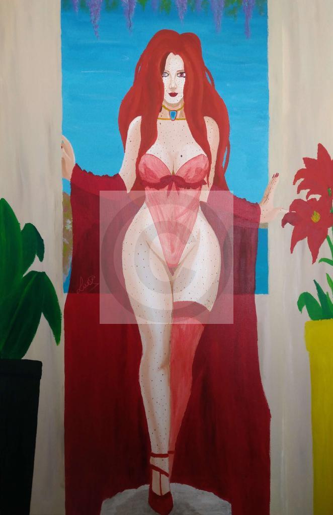 Peinture Héra en lingerie