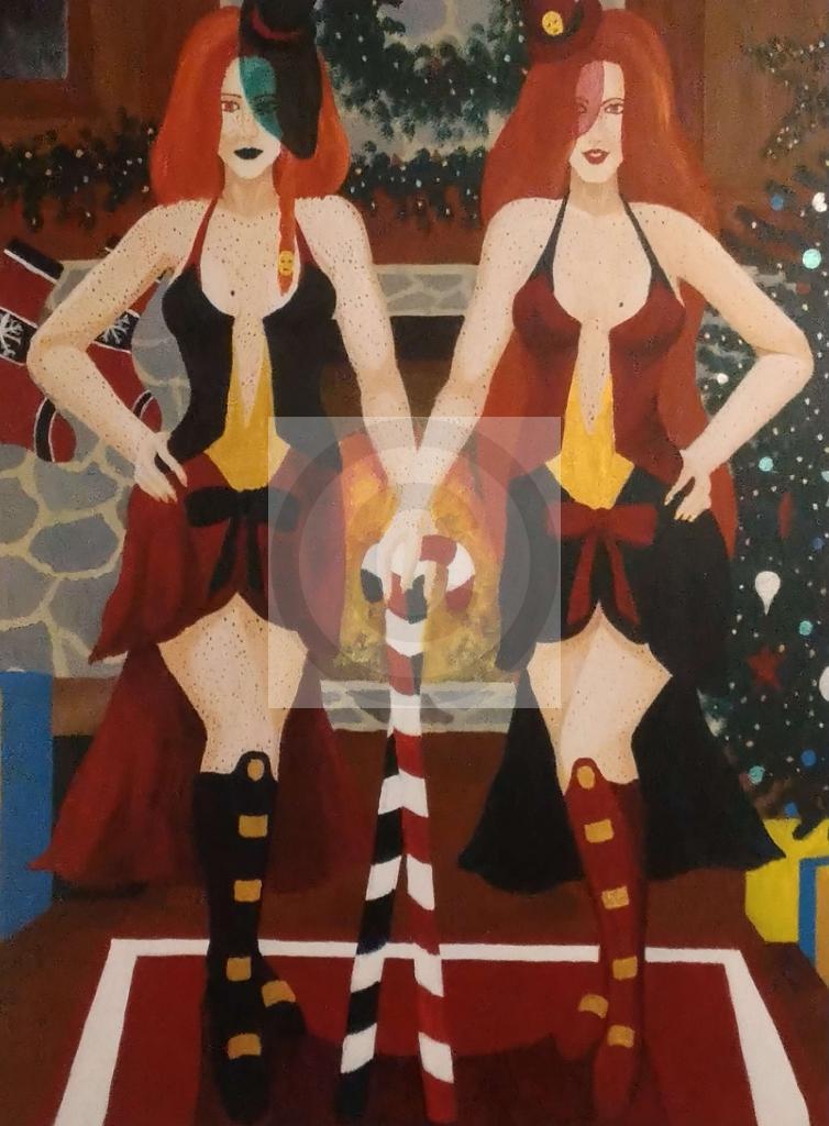Peinture Héra et Perséphone spécial Noël