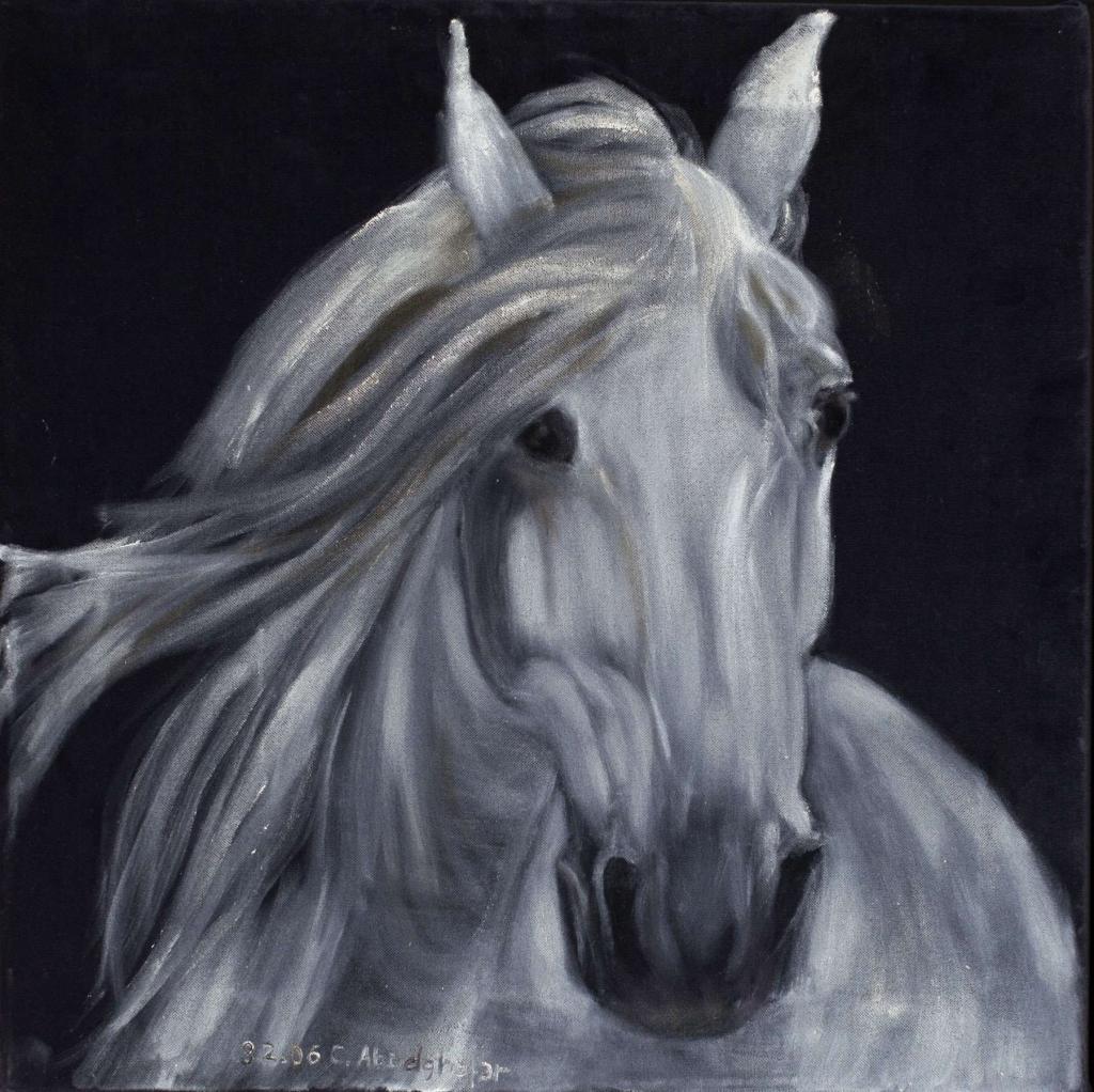 Carte virtuelle Portrait de chevaux blanc sur velours noir
