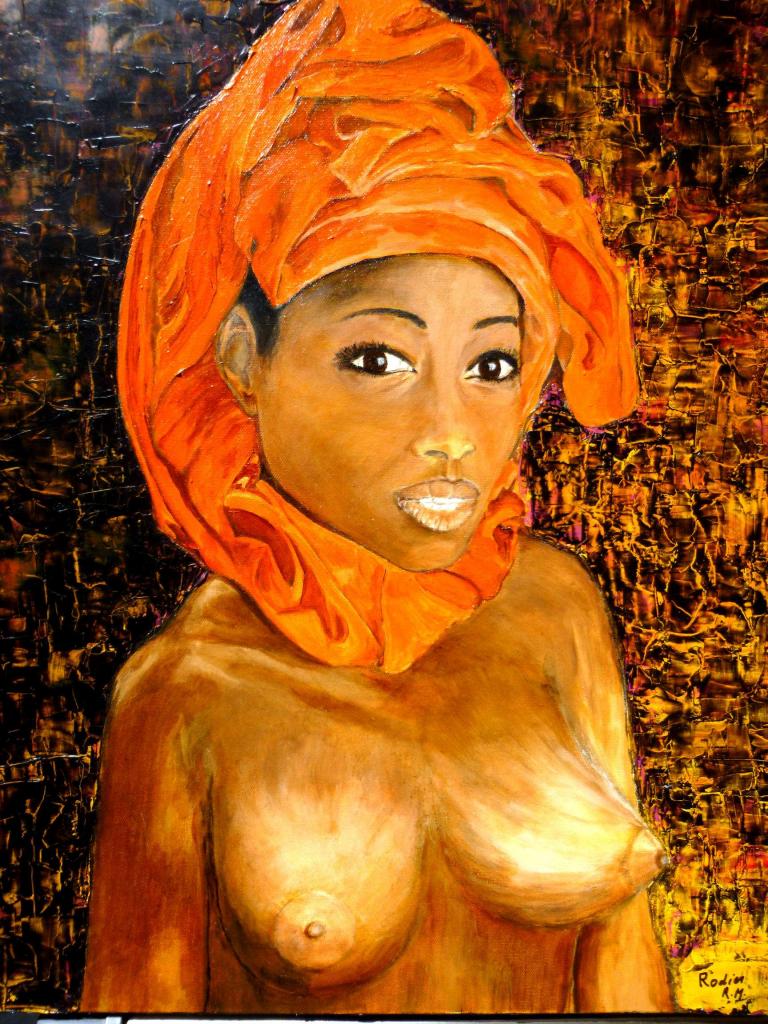 Carte virtuelle Femme africaine au foulard orange