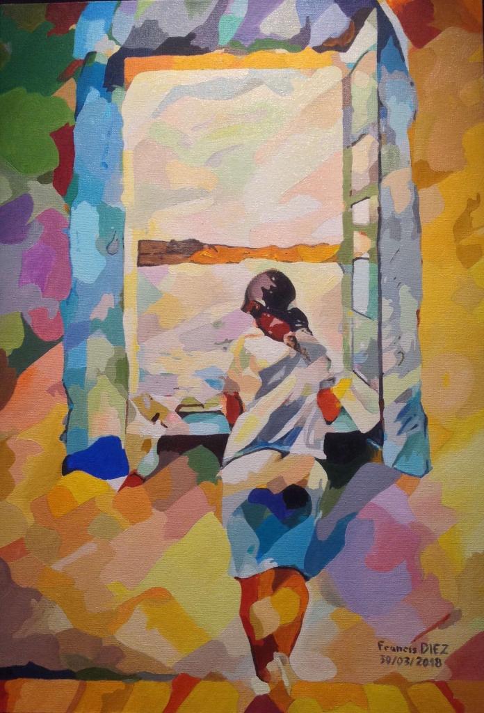 Peinture "JFà la fenêtre"