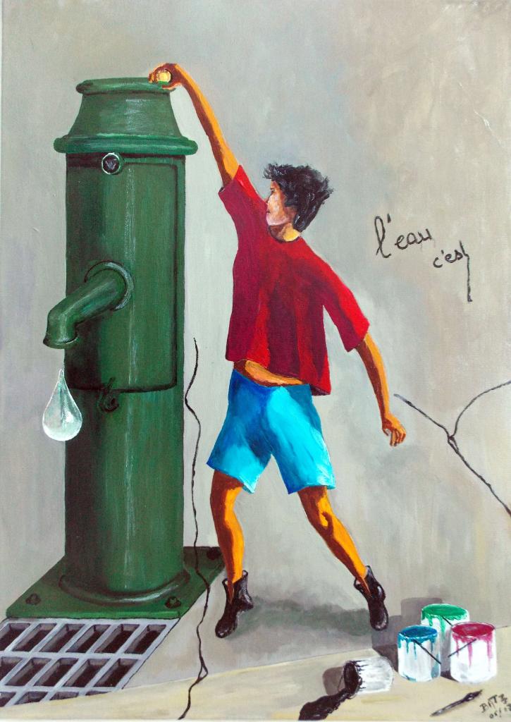 Peinture L'enfant et la fontaine