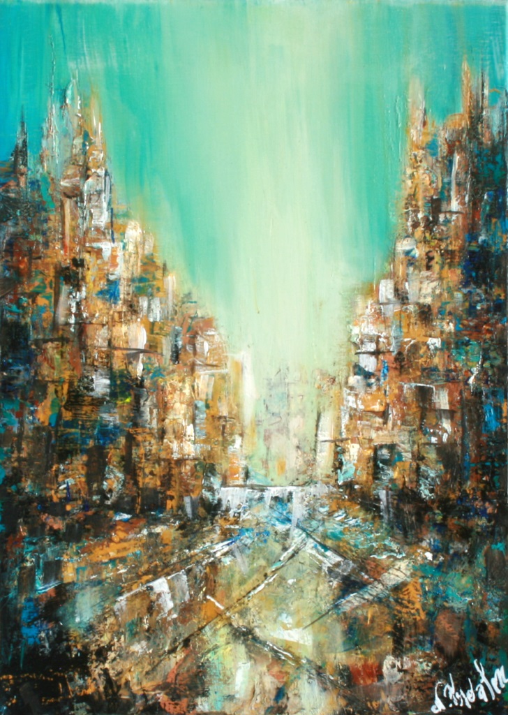 Peinture " La citadine en lumière"