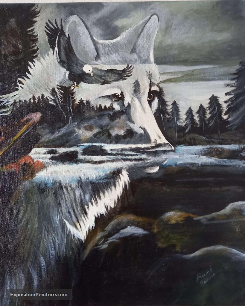 Peinture La pensée du loup
