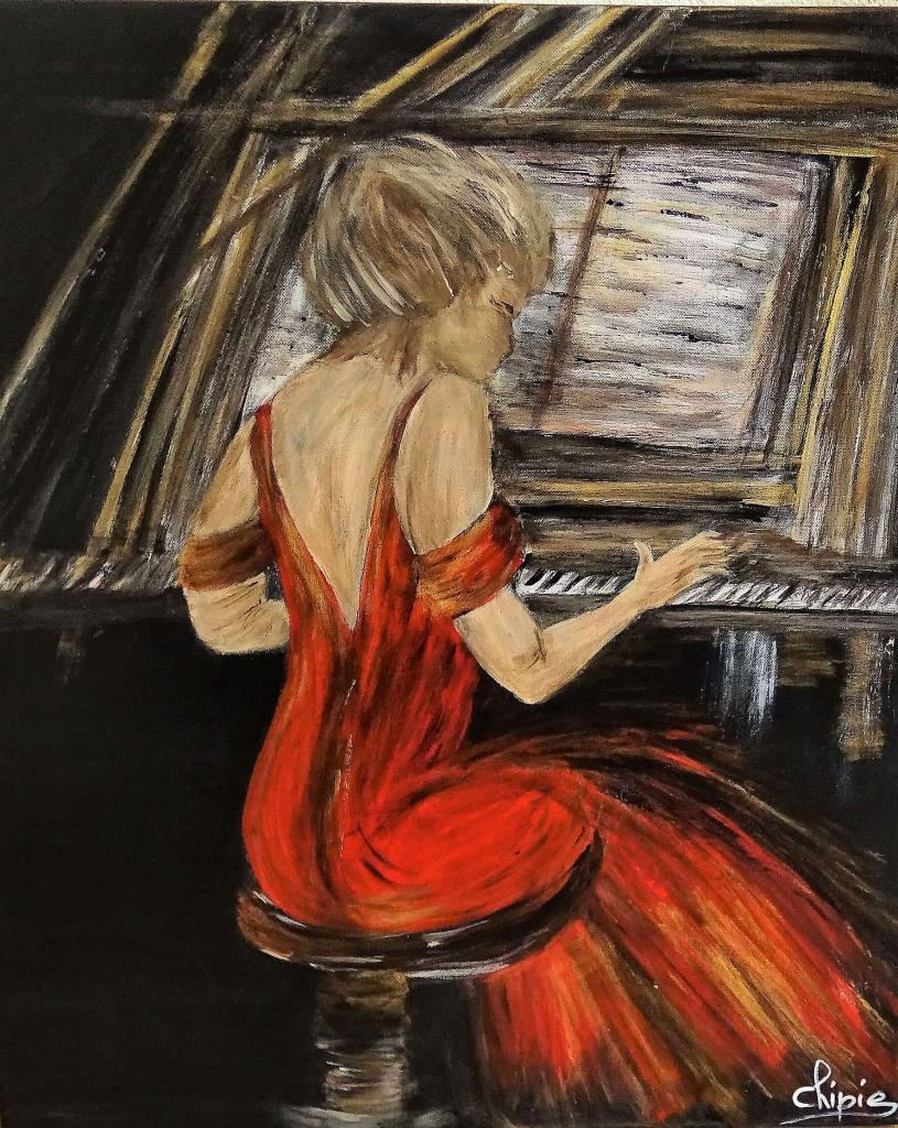 Peinture la pianiste