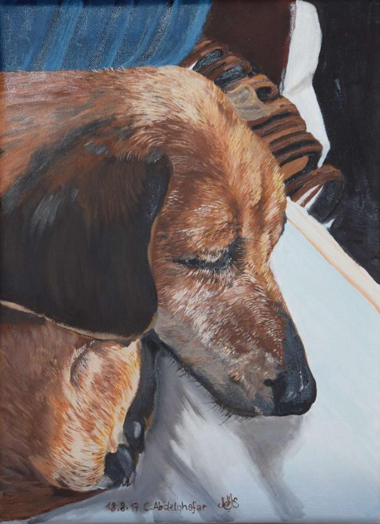Peinture Le chien se repose