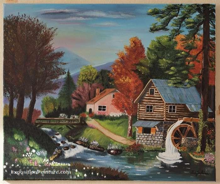 Peinture Le moulin en automne