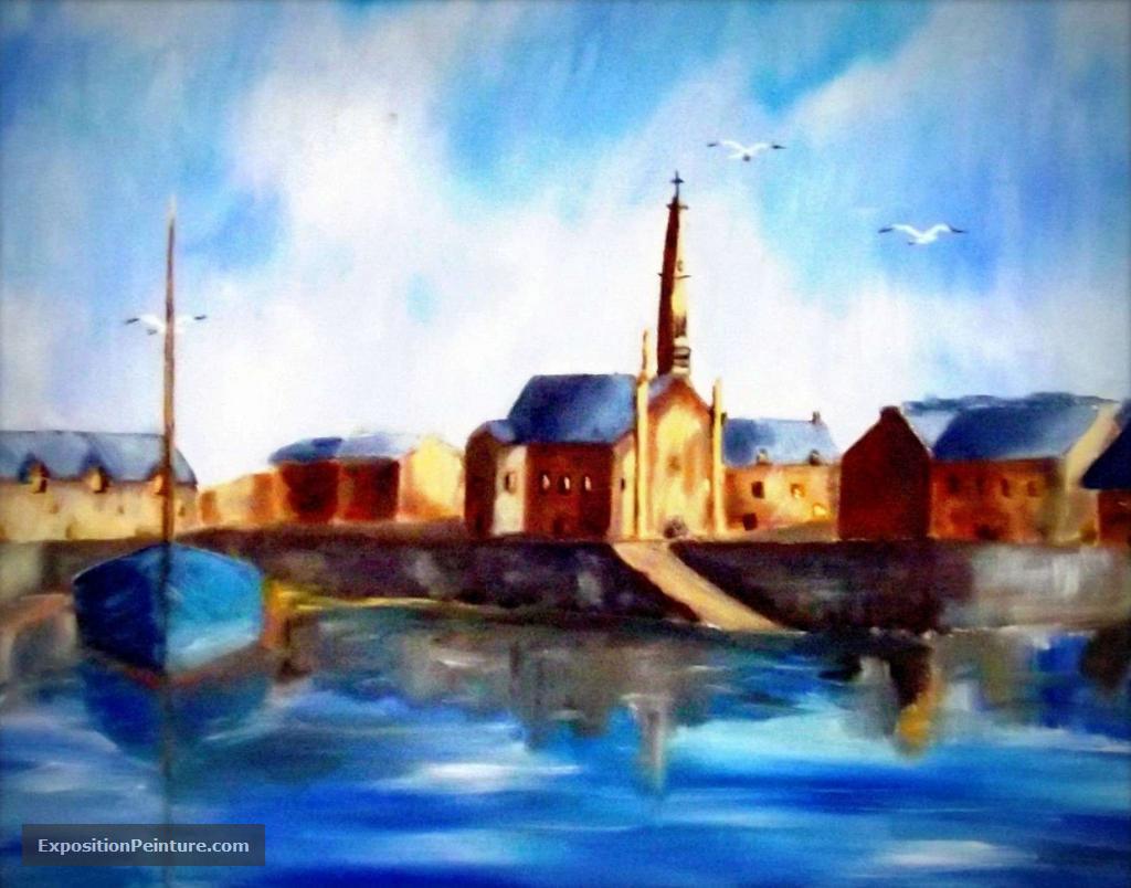Peinture " Le port bleu"