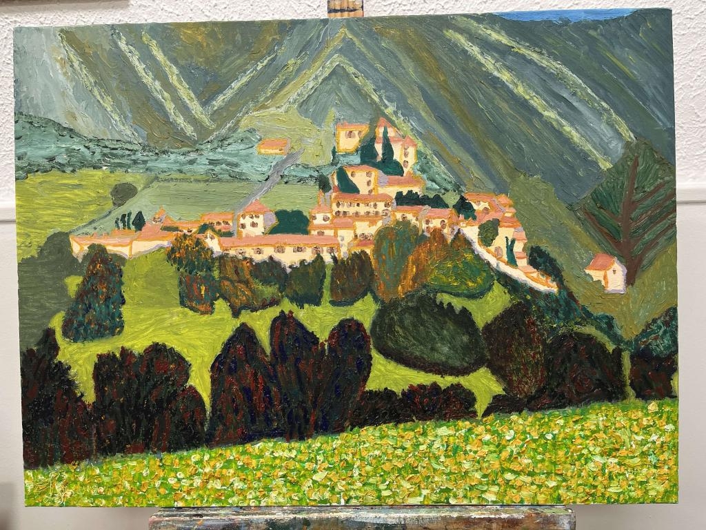 Peinture Le village de Montmorin dans les Hautes-Alpes
