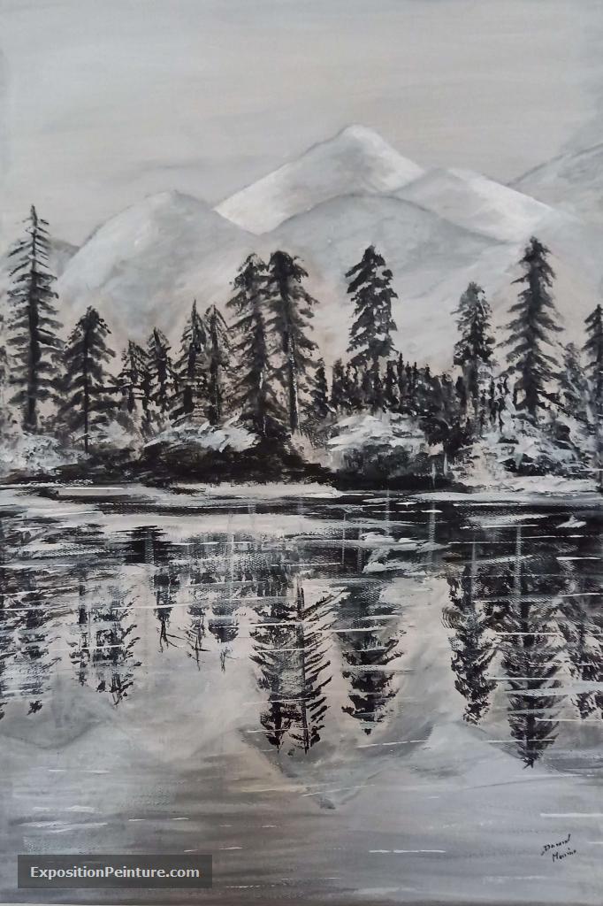 Peinture Montagne et forêt