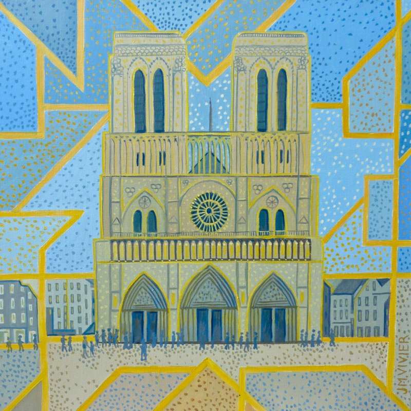 Peinture PARIS. Notre-Dame. Façade