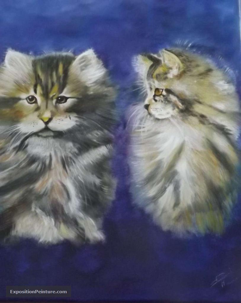 Peinture Portrait de chatons