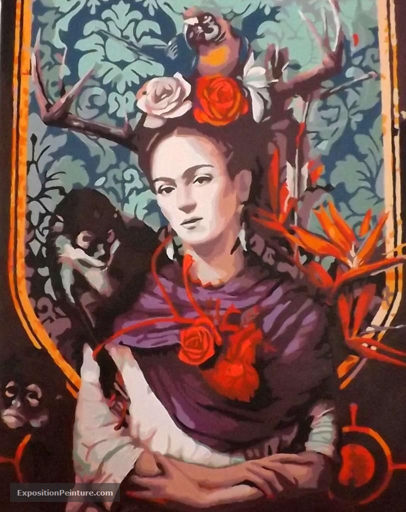 Peinture Tableau portrait Frida Khalo