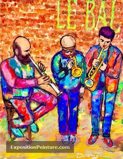 Peinture Trio jazz band
