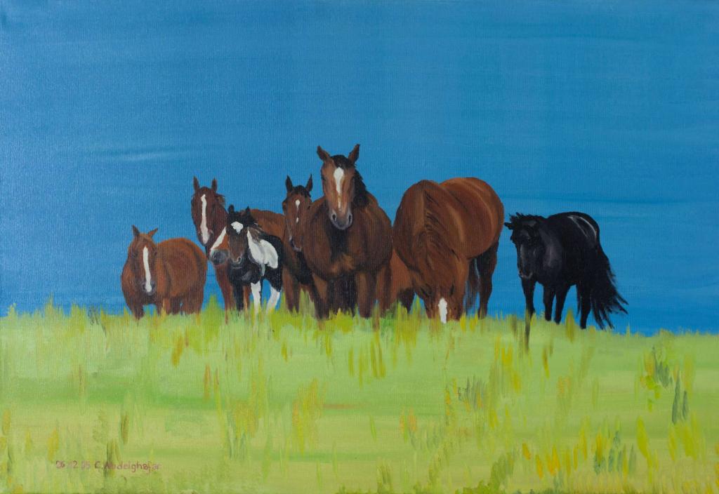 Peinture Troupeau de chevaux au repos