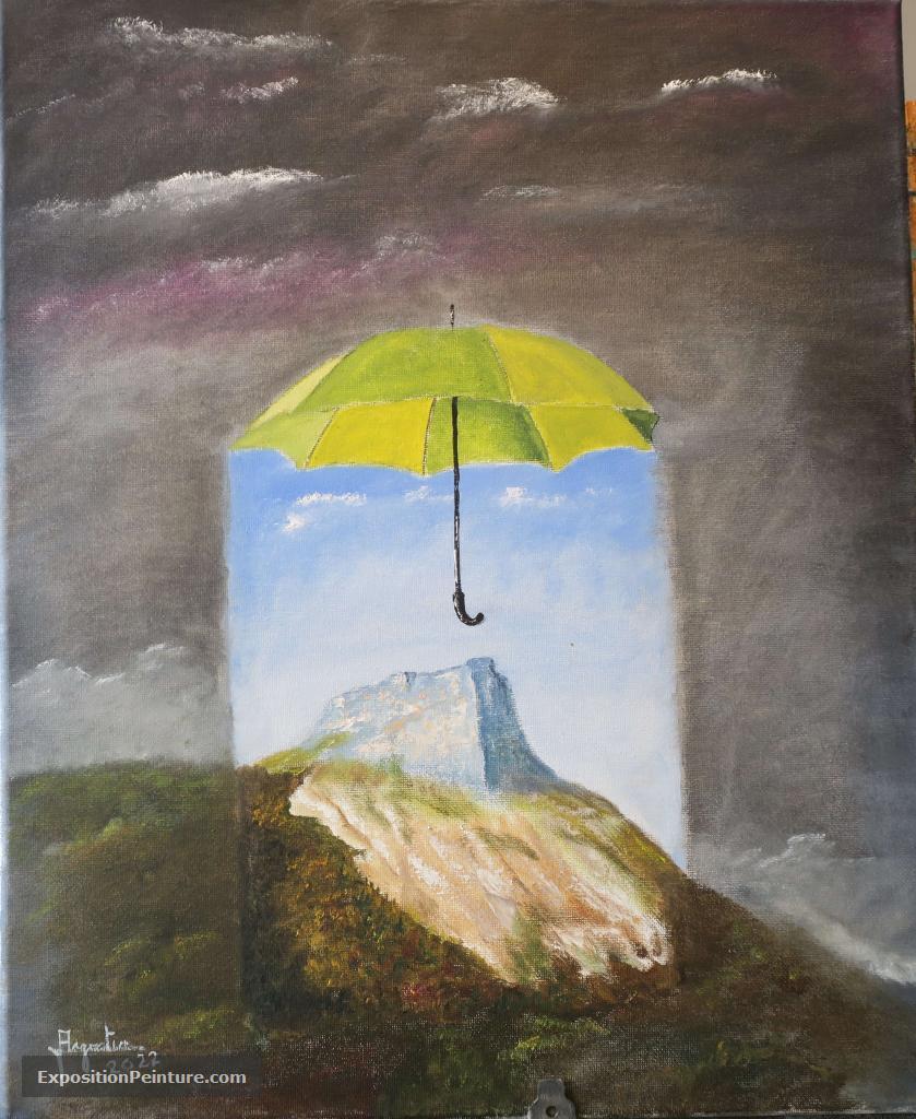 una esquina de un paraguas, Pintura (Óleo)