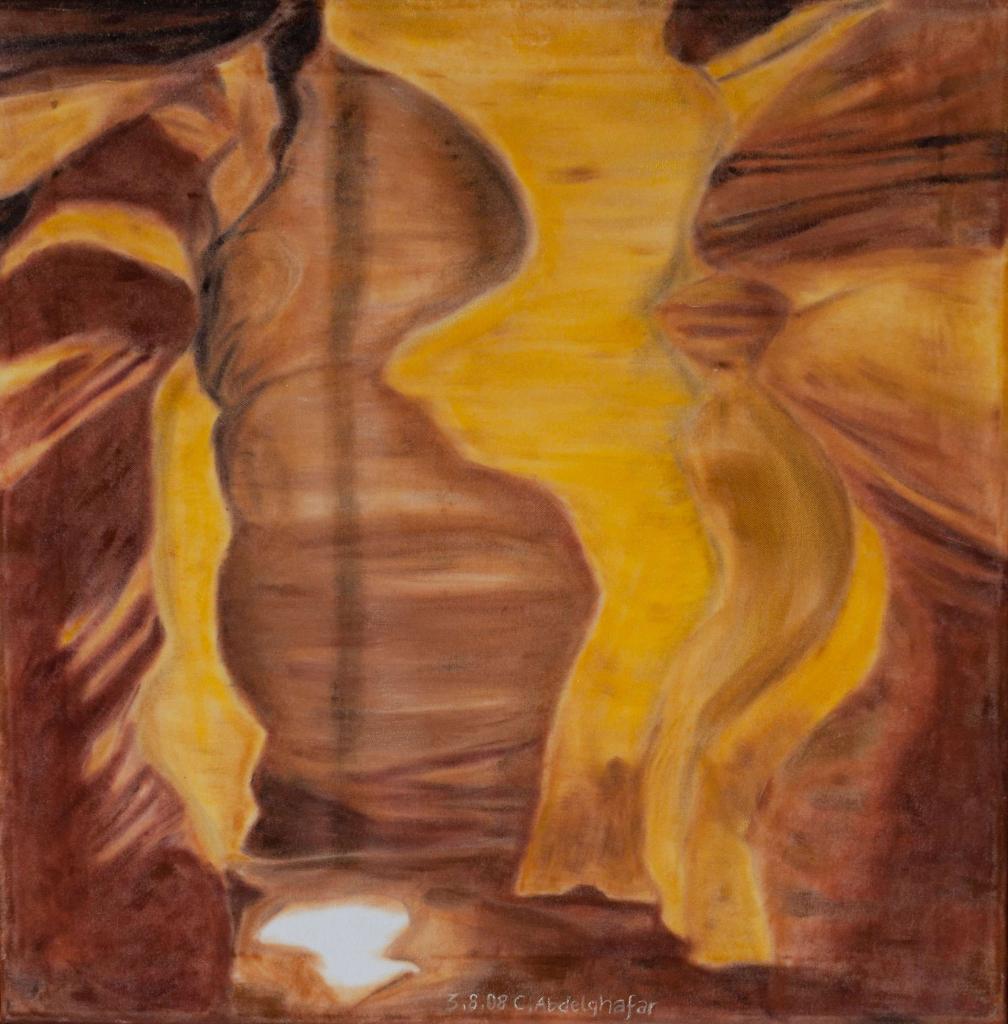 Peinture Une grotte dans le désert