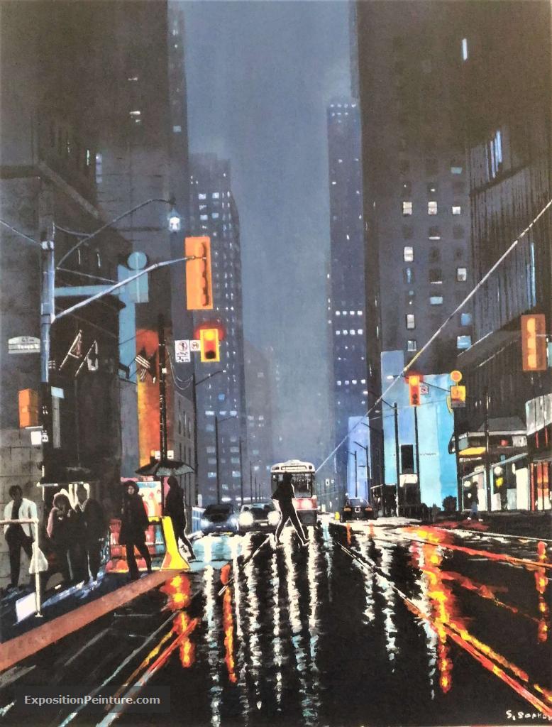 Peinture Une rue de new York après la pluie