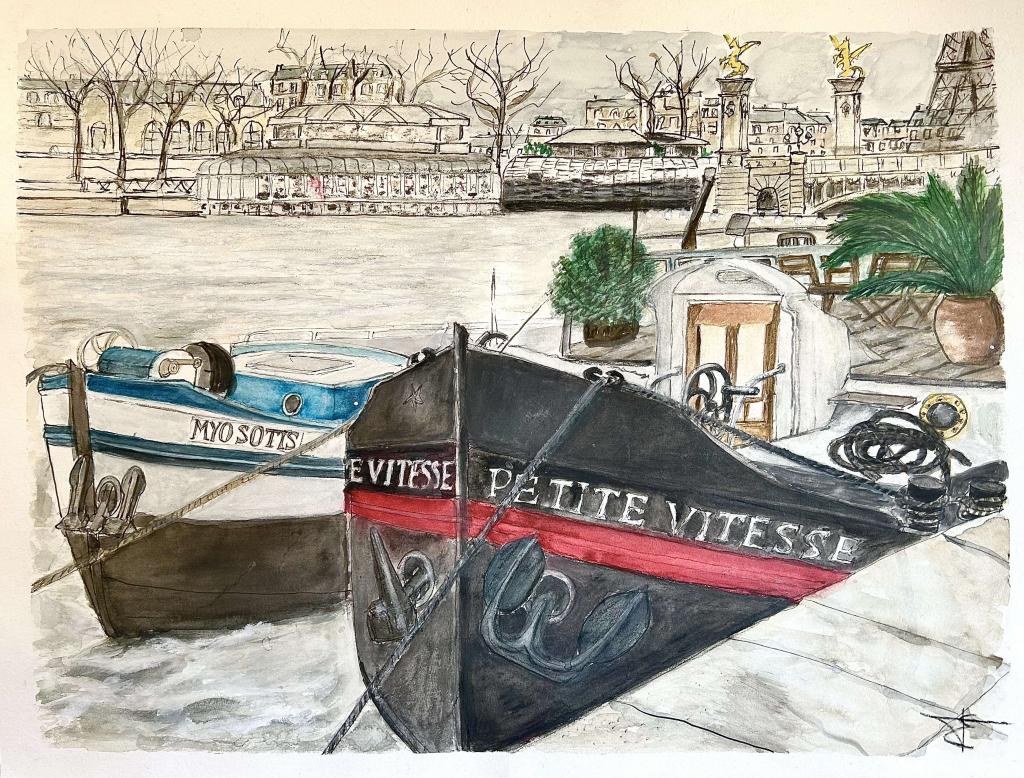 Peinture Une terrasse sur la Seine