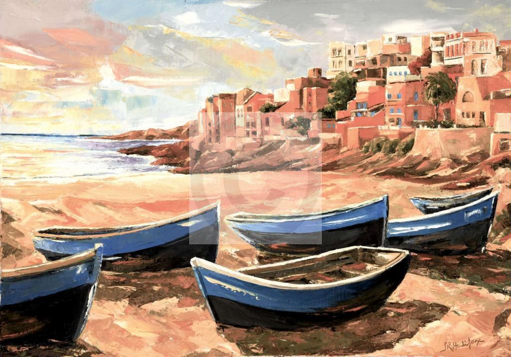 Peinture Village de pêcheurs au Maroc